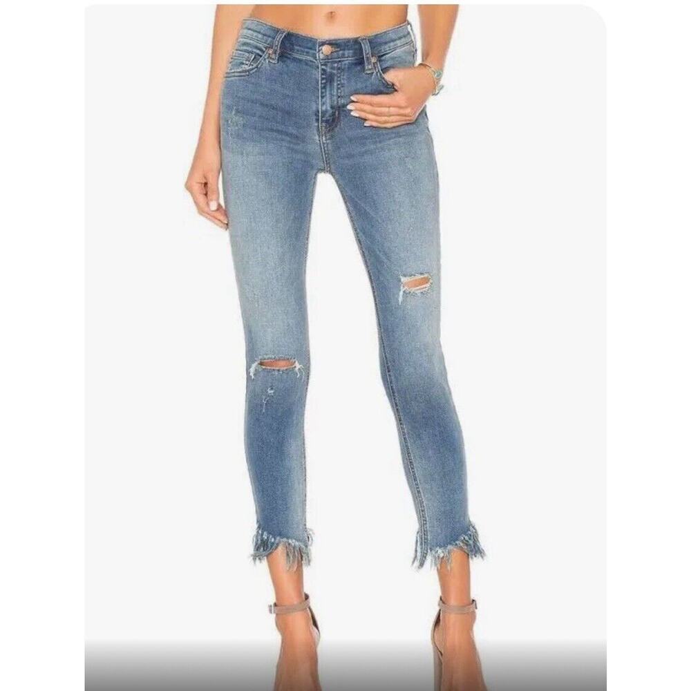 Free People Great Heights Frayed Distressed Skinny Jeans Women's Size 26.